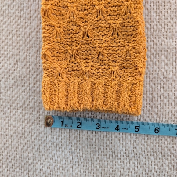 American Eagle Mustard Yellow Open Knit Cropped Cardigan Button Front Sweater M - Picture 6 of 8